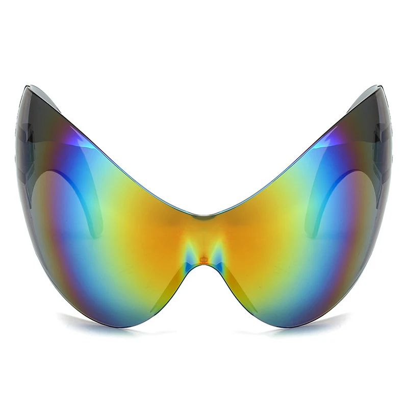 Neue Cross-Border Großrahmen-Sportsonnenbrille im europäisch-amerikanischen Stil, einzigartige und innovative Cat-Eye Alien-Radbrille