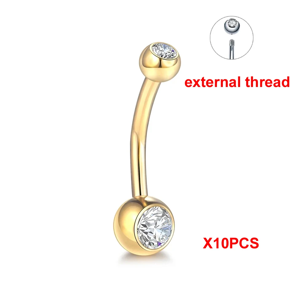 10 stks/partij G23 Titanium Navelpiercings Crystal Navel Barbell Ringen Buik Piercing Sieraden voor Sexy Vrouwen Navel Piercing 14G