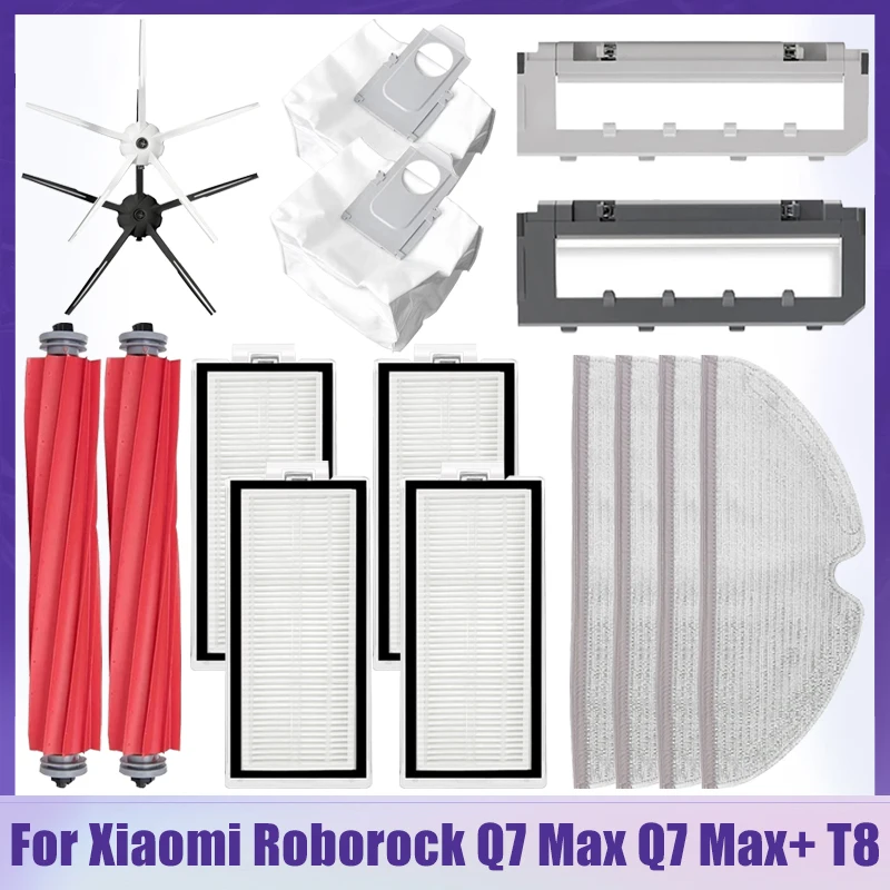 هيبا تصفية الغبار حقيبة الملحقات ل شاومي Roborock Q7 ماكس Q7 ماكس T8 مكنسة كهربائية الجانب الرئيسية غطاء فرشاة ممسحة خرقة حامل أجزاء