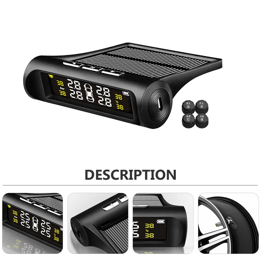 

Wireless Solar Power Tire Pressure Monitor High Precision Real Time Temperature Data Display System Tire Pressure Monitor