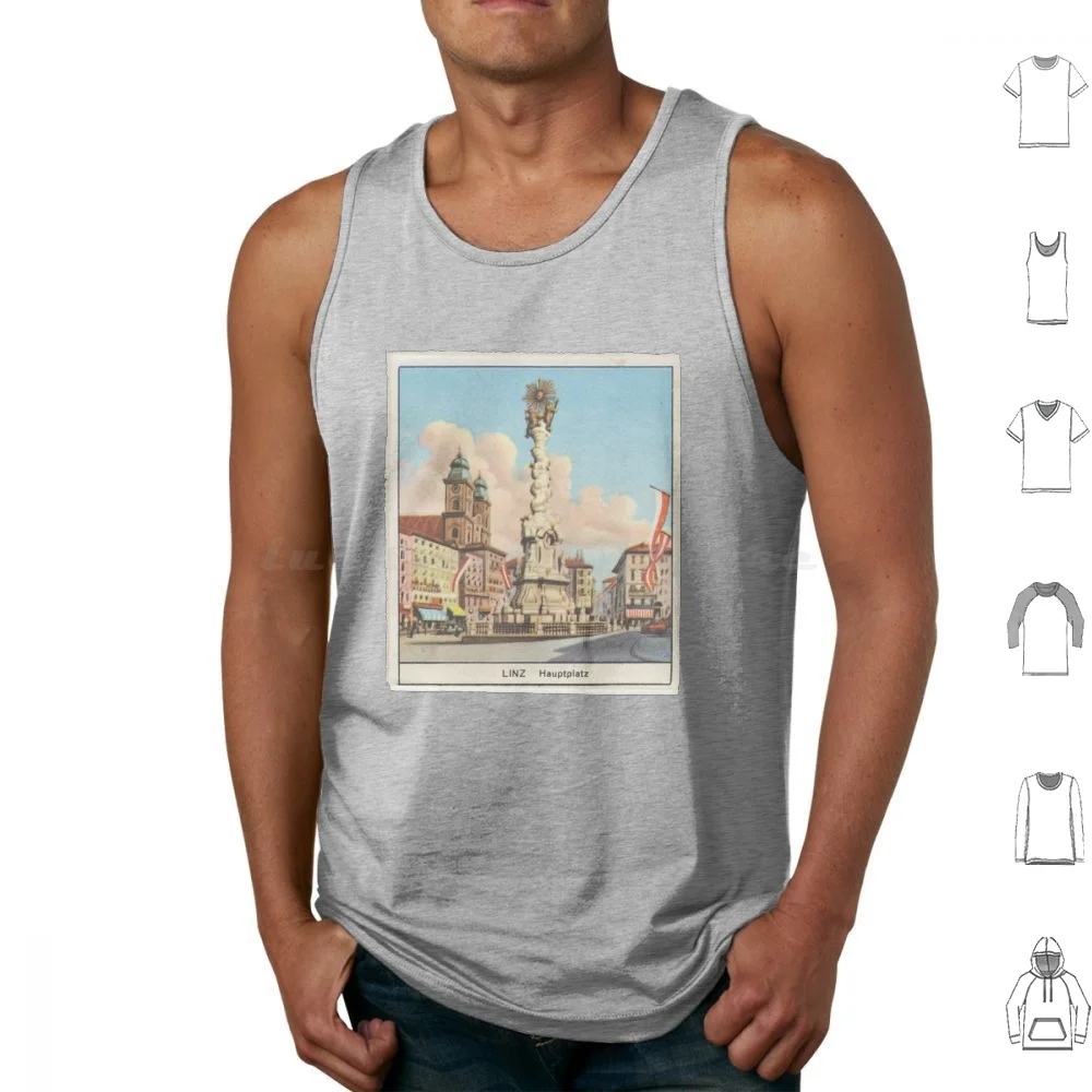 Hauptplatz Austria Tank Tops Print Cotton Adventure Travel Beach Vintage Retro Happy Peaceful Mountain Swiss