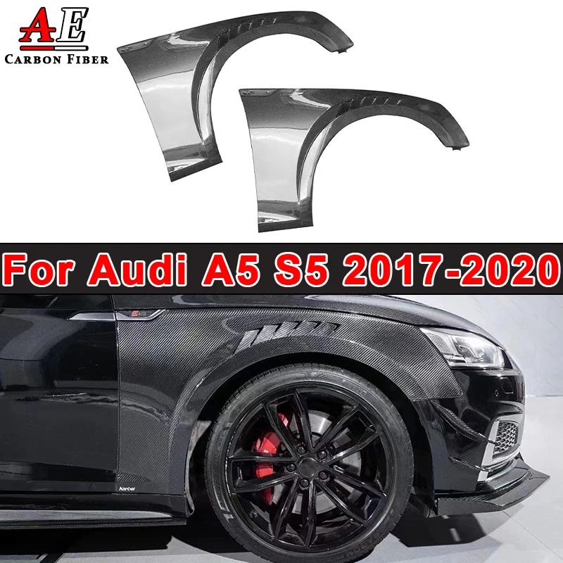 

Передний бампер из углеродного волокна для Audi A5 S5 2017-2020, боковой брызговик, плавник, сплиттер, аксессуары для отделки, комплект крышки спойлера