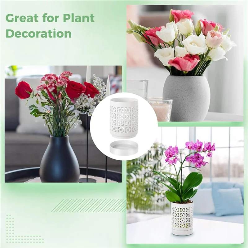 AT29-2X Orchid Pot With Holes  Plant Pots Outdoor Indoor Flower Pots For Repotting With Drainage And Saucer 4 Inch