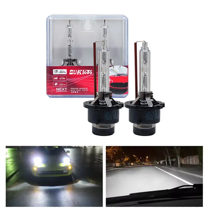 

2PCS SUKIOTO GENUINE JAPANESE D2S D2R D4S D4R Auto Light Parts +150% High Bright Car Bulb For 66240 85126 66440 D2S Xenon Light