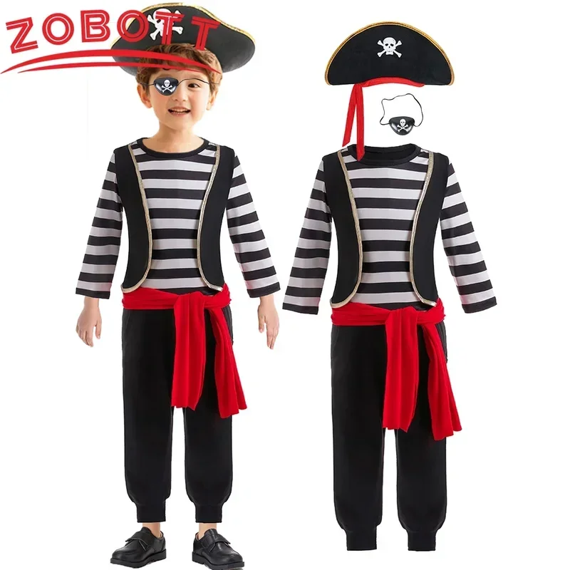 2024 nuovi bambini Carnevale Pasqua Fantasia Bambini Cappello da pirata Cintura Costume Festa di compleanno Ragazzi Ragazze Pirata Cosplay Set di abiti