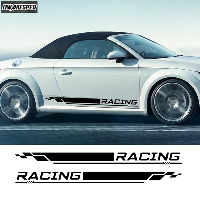 

2PCS Racing Sport Stripes Car Body Door Side Deocr Sticker For KIA EV6 Fiat Mazda Honda Nissan Ford Opel Renault MINI Audi BMW