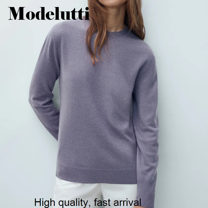 

Spring 2023 New Autumn Fashion Wool Sweaters Solid Color Pullovers Knitted Sweaters Femme Simple Casual Top Women