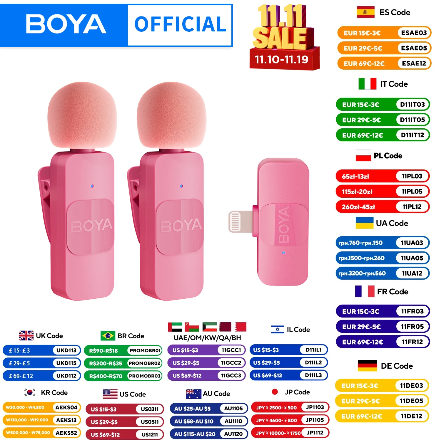 

BOYA BY-V-P Wireless Lavalier Lapel Microphone for iPhone15 14 Android Type-C Smartphone Youtube Recording Gaming Streaming Vlog