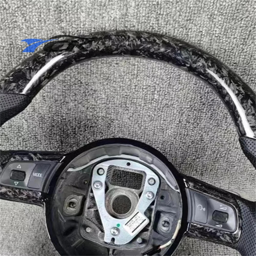 Custom Black Forged Carbon Fiber Black Leather Steering Wheel for Audi TT R8 2008-2015 car accessories