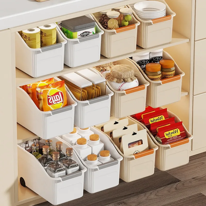 Multifunctional storage box with wheels, household kitchen seasoning storage basket, cabinet sundries sorting, snack toy storage