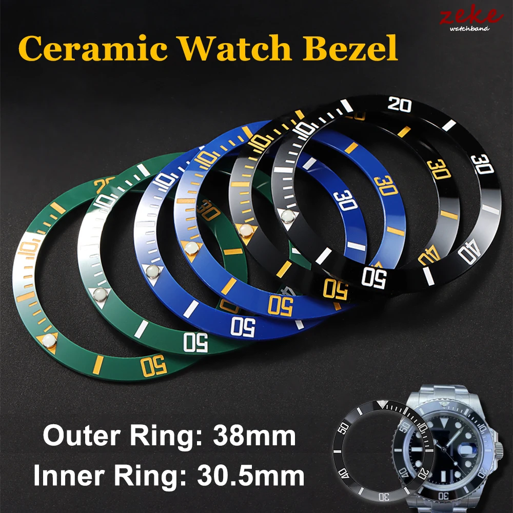 38 مللي متر سبائك السيراميك ساعة الحافة إدراج حلقة المنحدر للمياه شبح ساعة حافظة NH35 NH36 ل GMT الغوص الرجال ساعة جزء الملحقات
