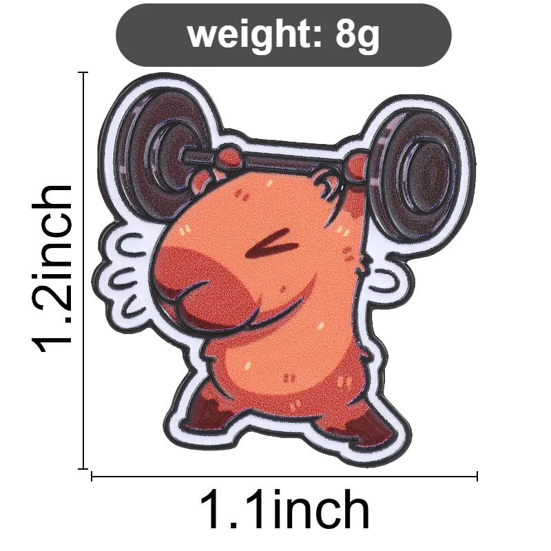 Weightlifting Capybara Enamel Pins Gym Workout Brooches Cartoon Rodent Lapel Badge Animal Jewelry Accessory Gifts For Friends