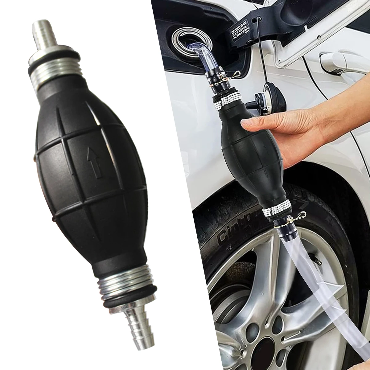 6/8/10mm Manual Fuel Pump Pipeline, Rubber Aluminum Manual Fuel Primer Bulb Diesel Gasoline Delivery Pump Automobile Ship