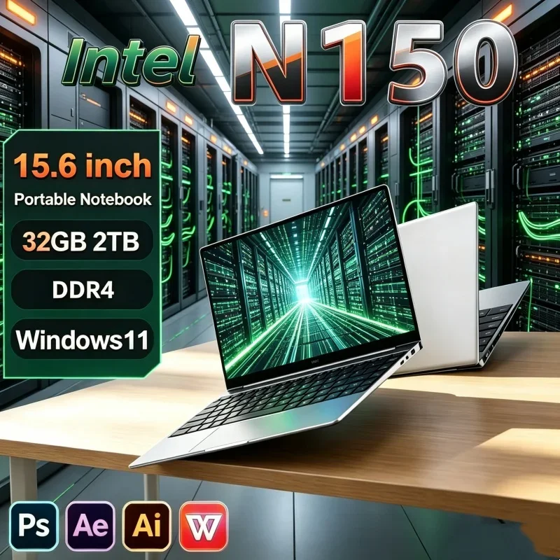 15.6" Intel Core N150 Windows 11 Compact-sized Laptop Computer 32GB RAM 1TB 2TB SSD Portable Notebook PC Office Study Laptops