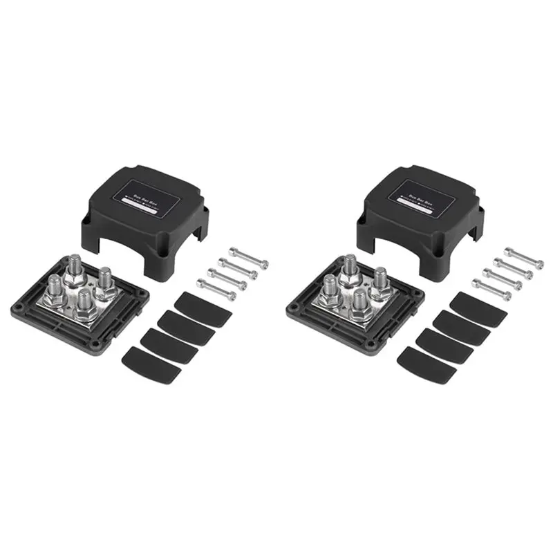 

A13Z-2X For Auto RV Marine Truck Heavy Duty 400A 48V Bus Bar Tin Plated Copper Power Distribution Block Ground Busbar Box B