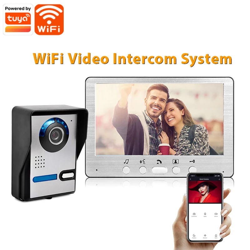 7-Inch 1080p High-Definition Tuya WiFi Video Intercom Doorbell Night Vision Rain Proof Remote Monitoring Unlocking Video Shootin