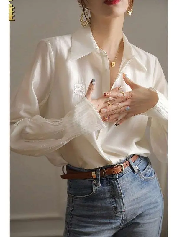 

Новая женская белая рубашка Early Spring Cleanfit с длинным рукавом, воротником и дизайнерской отделкой, премиум-класса