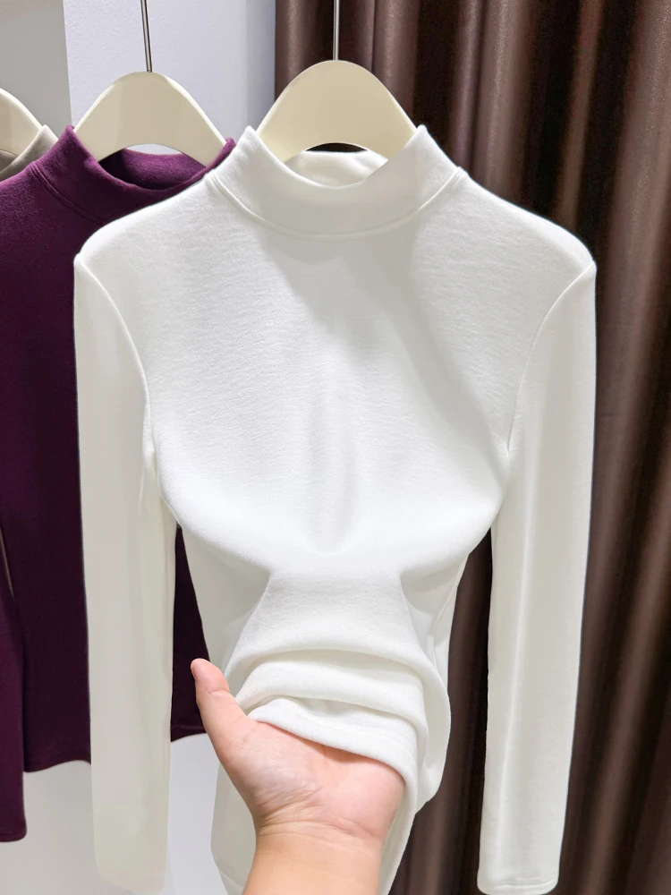 

Женская утепленная двусторонняя бархатная кофта с высоким воротником для осени и зимы, универсальная, однотонная