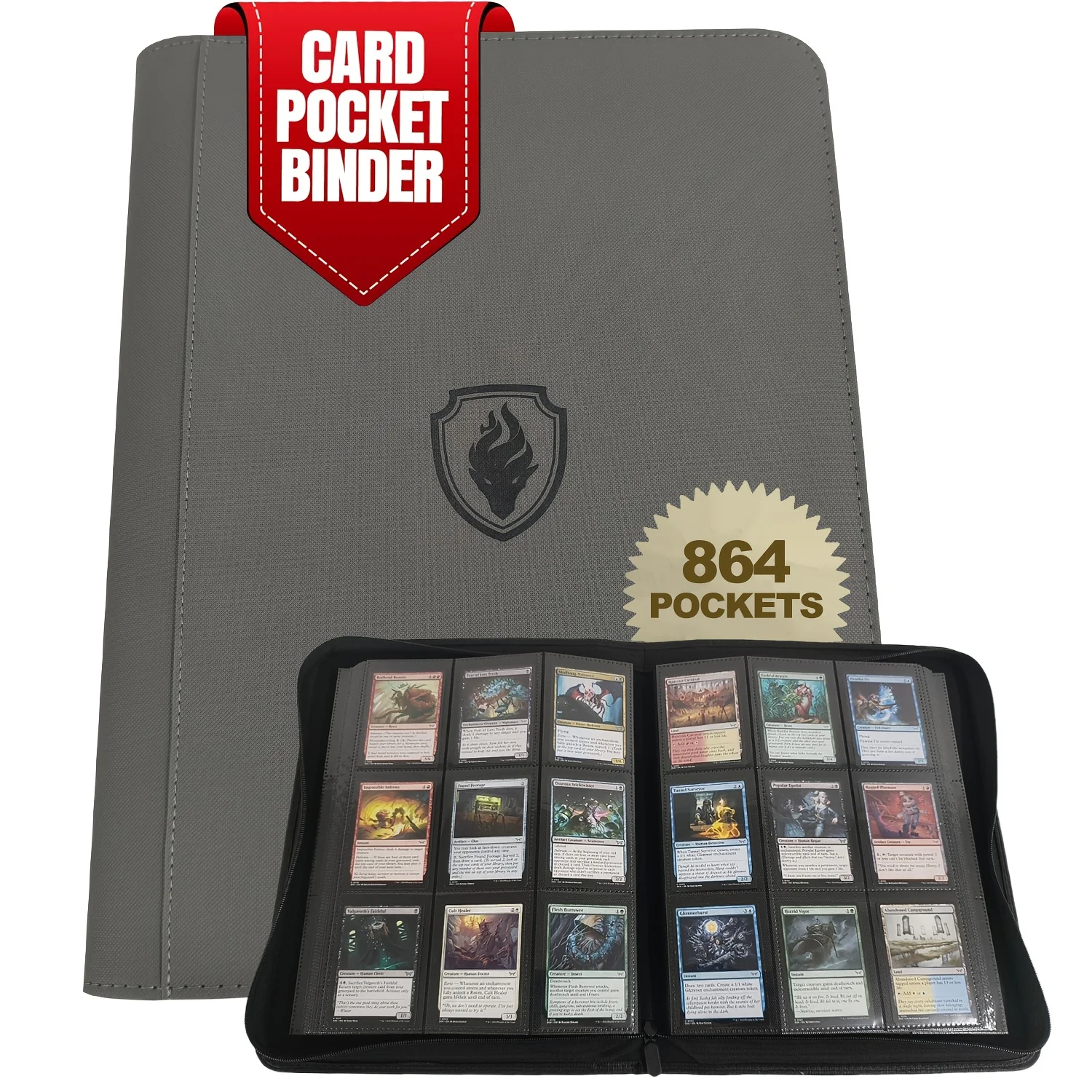 9-Taschen-Kartenordner ohne Ringmechanismus, Doppelte Kapazität für 864 Karten, Geeignet für Sport-/YGO-/PTCG-/Spielkarten – Detail 5