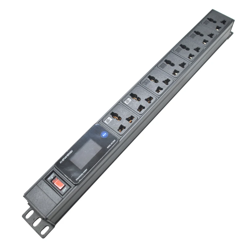 PDU Power Strip With Switch 2/3/4/5/6/7/8 Universal Socket Digital Ampermeter Power Energy Voltmeter Ammeter C14 interface