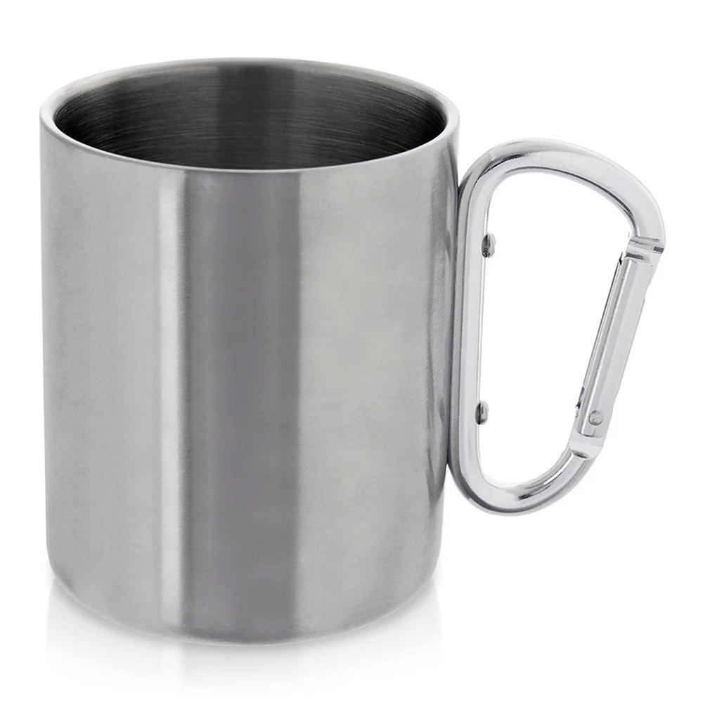 Toeristische Koffie Theekop Staal Met Karabijnhaak 350 Ml