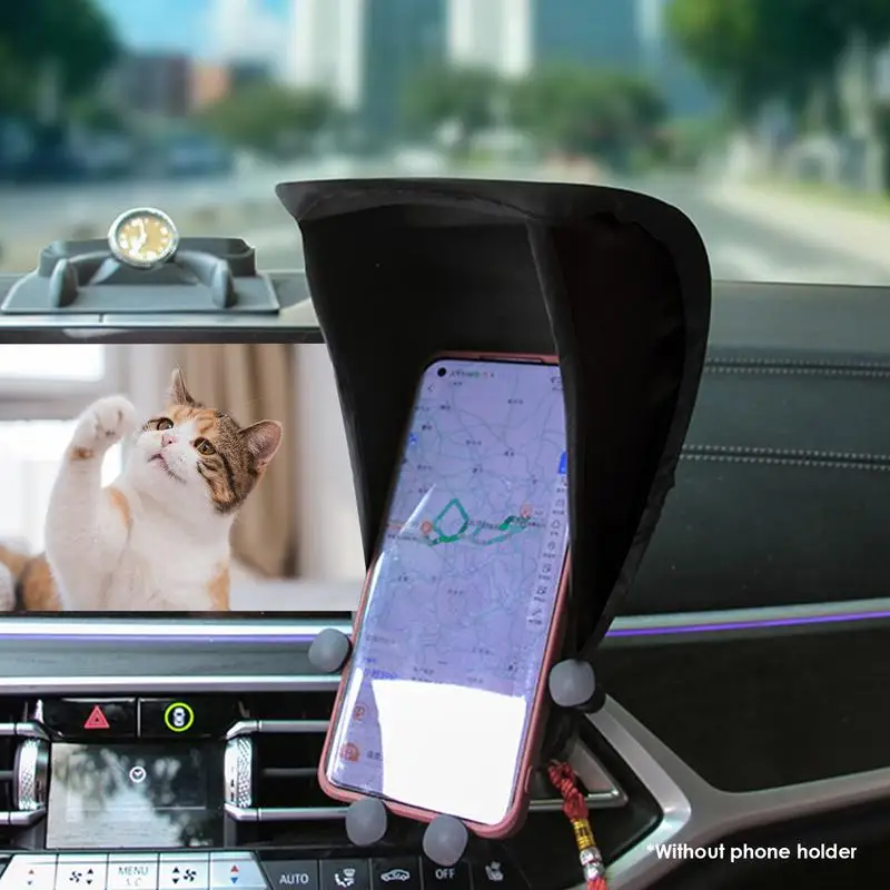 Cell Phone Sun Visor Glare Blocking Phone Stand Sun Shade Car Phone Heat Isolation Umbrella Auto Interior Accessories