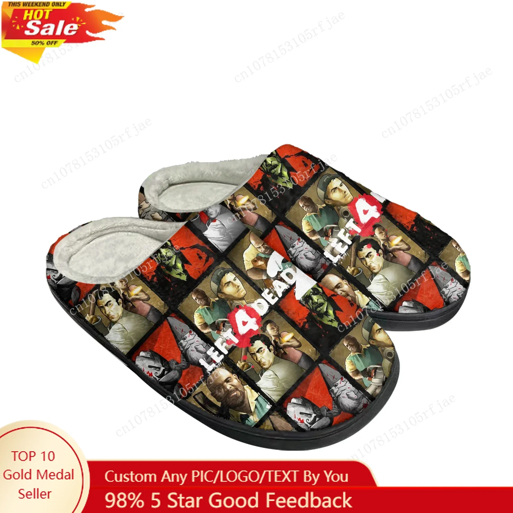 Left 4 Dead 2 Home Cotton Slippers Cartoon Game Mens Womens Teenager Plush Bedroom Casual Keep Warm Shoes Tailor Made Slipper