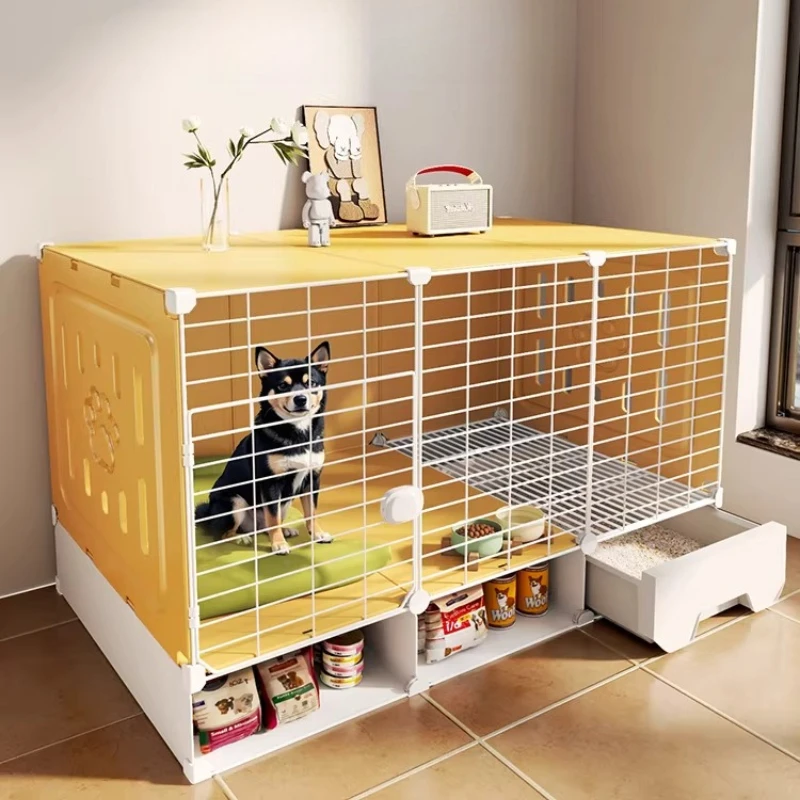 

Dog Cage Small Dog with Toilet Separation Household One Bedroom, One Living Room and One Bathroom Kennel