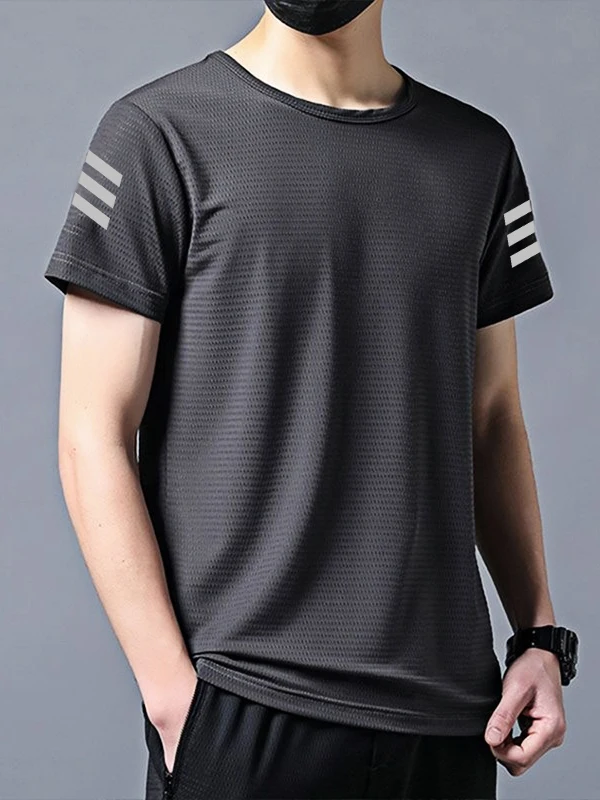 

Qui Dry Ice Silk Men's T-irt Thin Summer Sport ort Sve Loose Fitn Clothes Training Running Outdoors Top