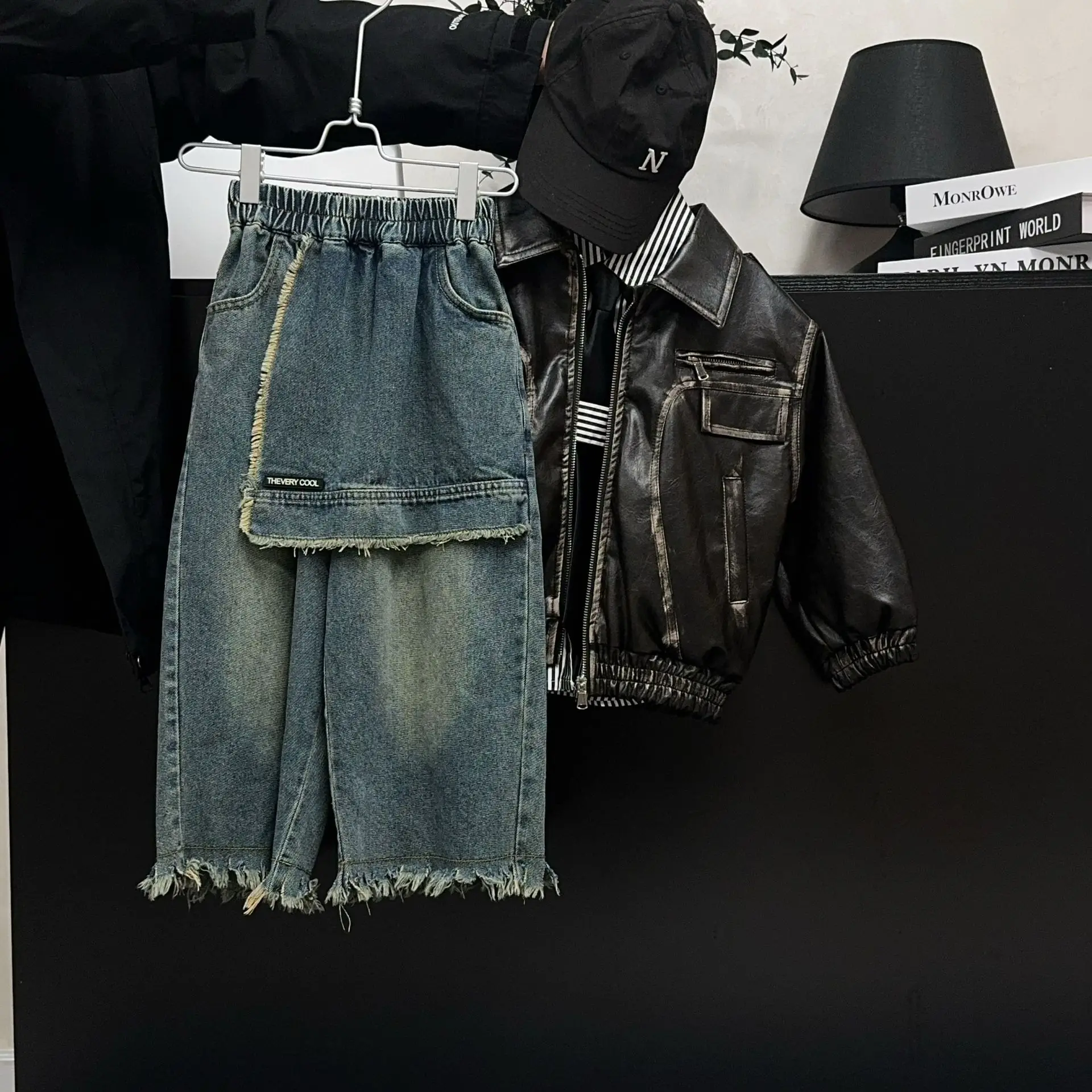 

Autumn 2024 new1-9Y boys and girls trend street style British design style denim pants100-150cm