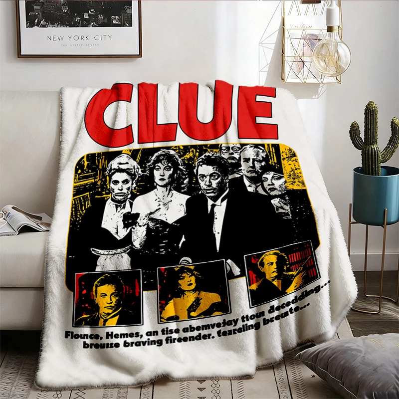 Clue Movie T-Warm Blanket. Tim Curry Wadsworth Ensemble Shirt, 80s Murder Mystery Fan Gift, Vintage Movie Comfy Blanket