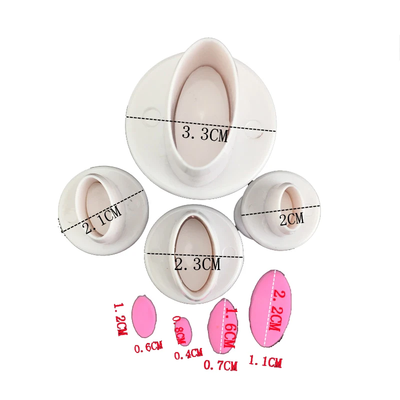 4pcs Oval Cartoon Plum Cookie Cutters Cooking Tools Fondant Biscuit Paste Mold Cake Decorating Resin Sugar Candy
