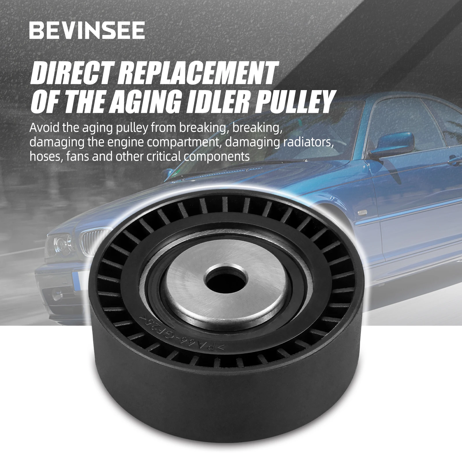 BEVINSEE Drive Belt Tensioner Pulley For BMW E36 E46 E39 X5 Z4 323i 325i 328i 323ti 325ti 523i 525i 528i 530i 11281748131