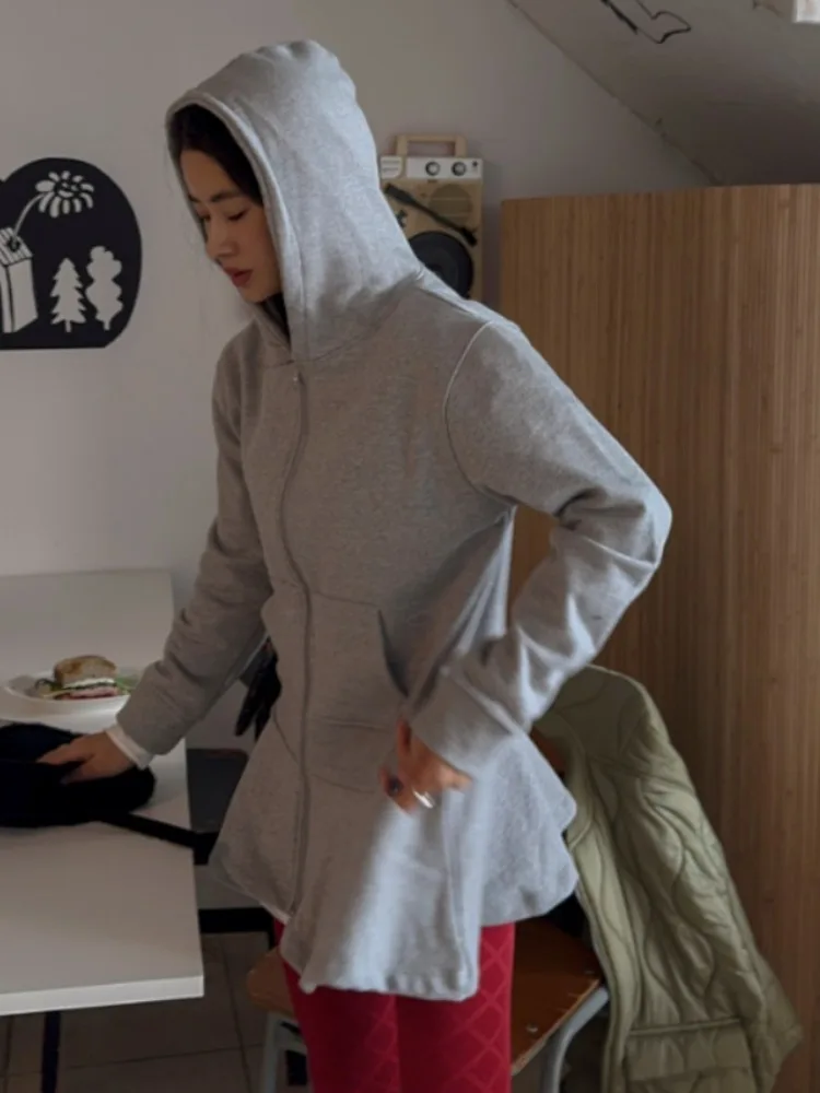 デザインセンセーション パーカー Jaet レディース 春秋新作 Sle ダブルジッパー スカート裾 多用途 カジュアル 快適トップ