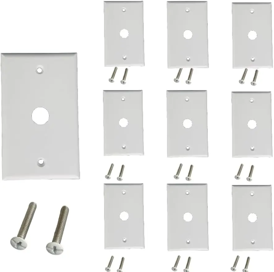 Single Set Painel de Parede com Buraco Circular, Painel Keystone, Modular Inserido, Branco, 10 Pcs, 1 Port