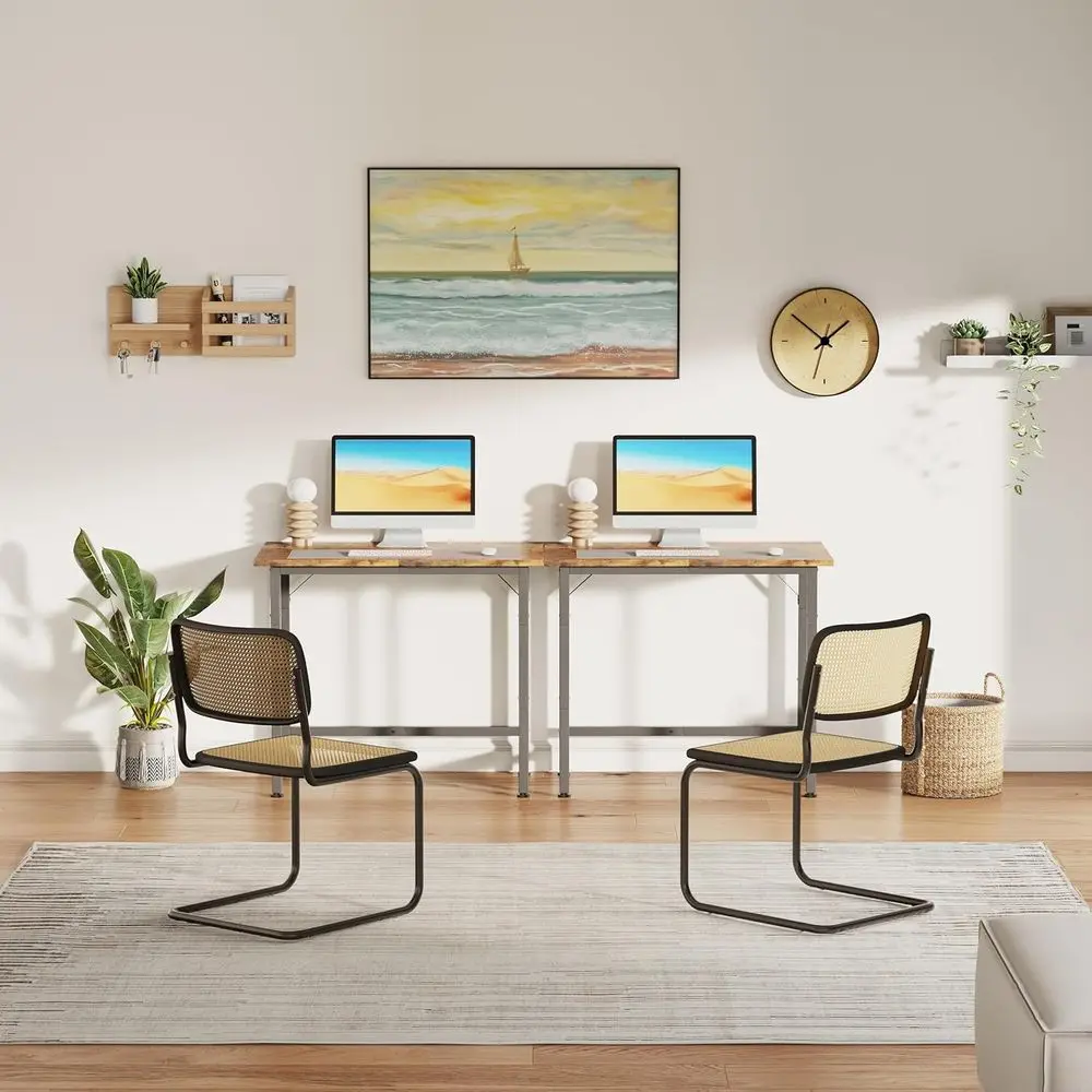 Compact 24 Desk for Tight Spaces: Rustic Brown Mini Desk with Mousepad for Home, Office, Study, Kids