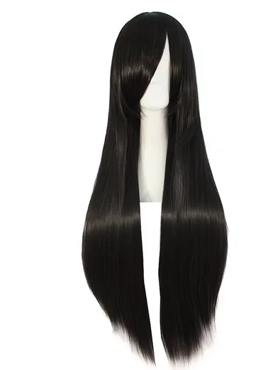 32" 80cm Long Straight Anime Costume Cosplay Wig Party Wig Black for Women Heat Resistant Synthetic Hair Costume Party