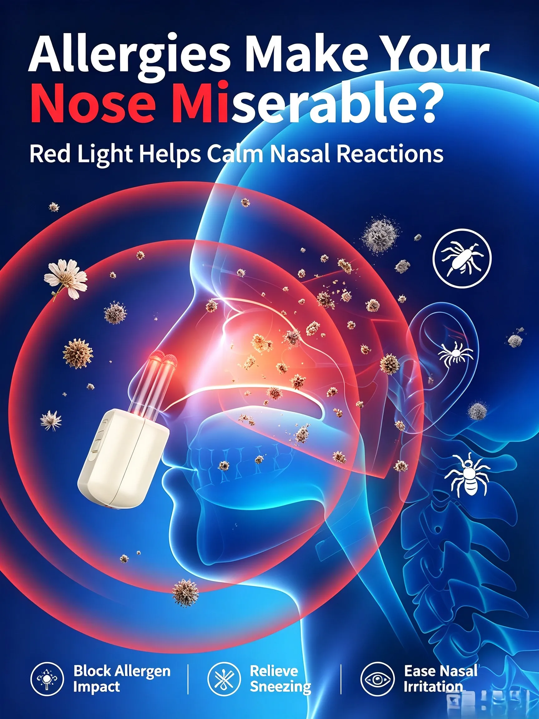 Smart Nasal Phototherapy Device Red Light & Infrared Therapy for Relief of Nasal Congestion Sneezing And Runny Nose - Nasal Care