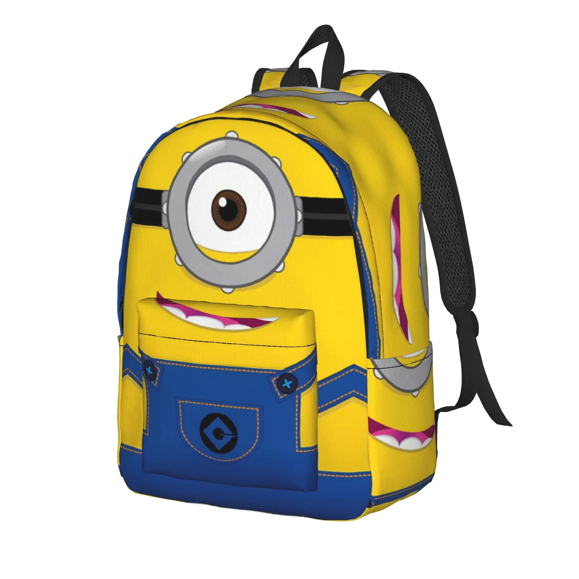 Cartoon M-Minions Face Print Backpack  Travel Backpacks Women Men High Quality Print High School Bags Stylish Rucksack