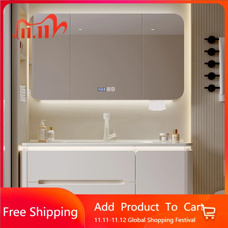 

Sink Accessories Oak Bathroom Cabinet Shelves Light Bathroom Mirror Cabinet Organizers Minimalist Gabinete De Banheiro Furniture