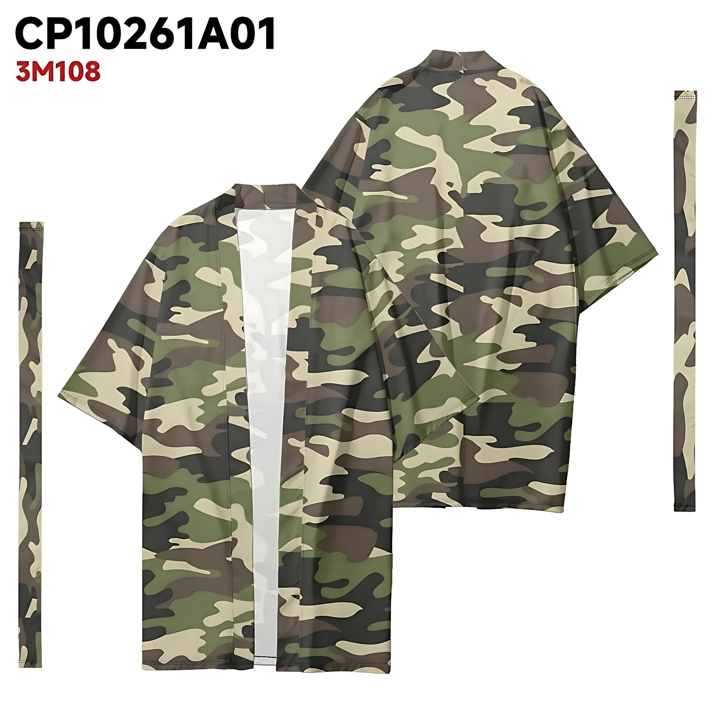 2026 Summer Men's Kimono Printed Camo Breathable Lightweight Casual Fashionable Outdoor Men's Clothing
