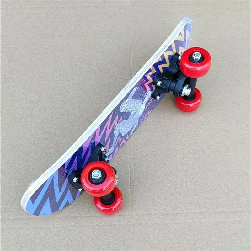 17-дюймовый детский скейтборд, кленовый двойной рок, скейтборд, патинные коньки, детский скейтбординг, мультяшная наклейка, детская ручка, лонгборд