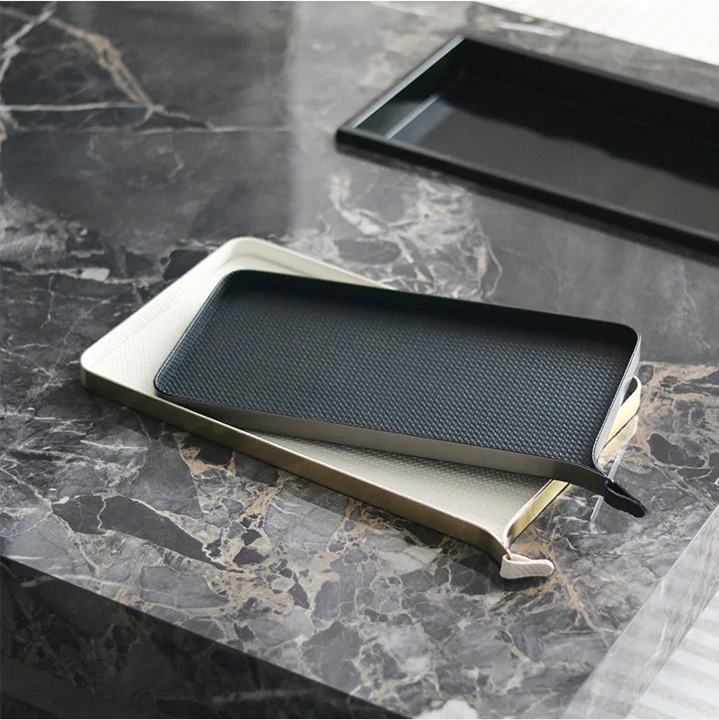 For Electroplated Leather Storage Tray, Luxury Home Decor for Coffee Table & Aromatherapy Display
