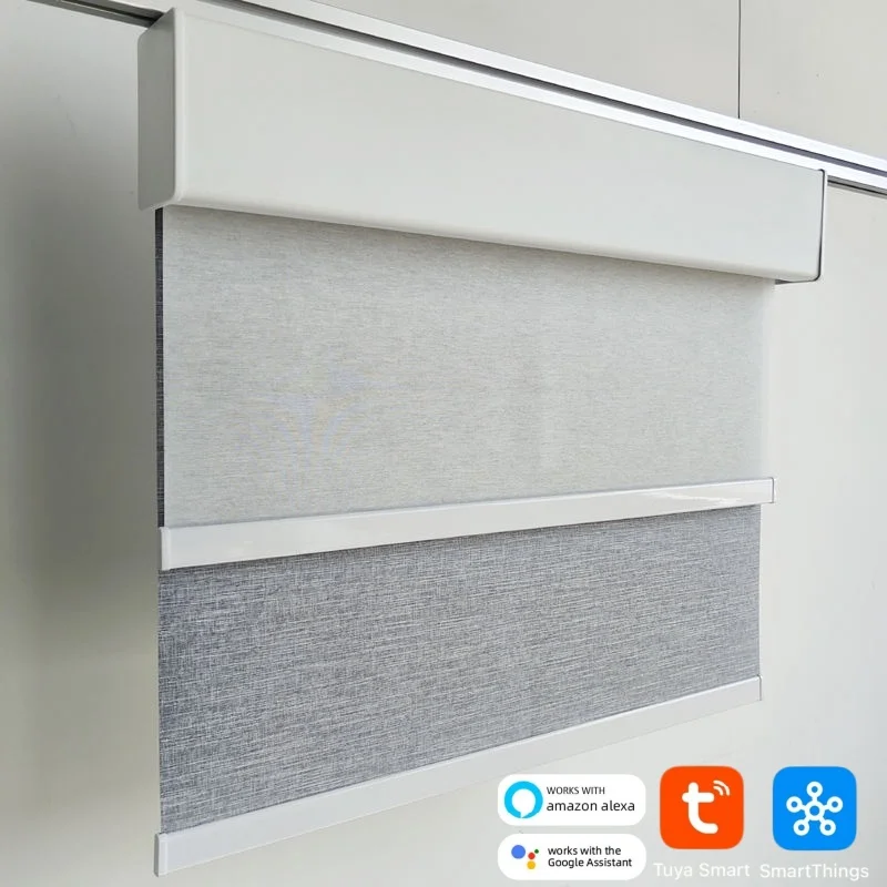 Australia And Usa Market Smart WiFi Electric Double Layer Motorized Day and Night  Roller Blinds For Windows