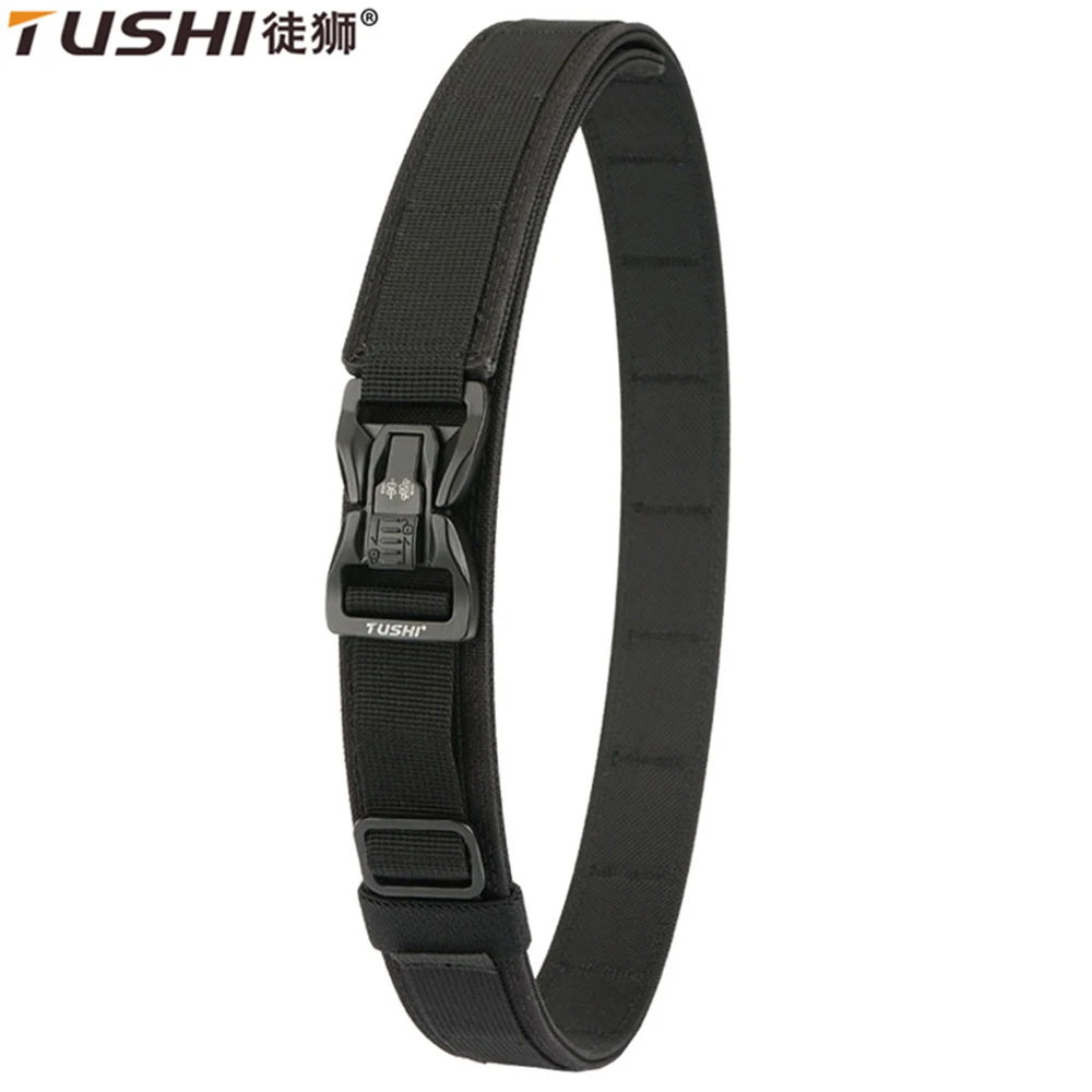 

TUSHI New Hard Tactical Belt for Men Metal Automatic Buckle IPSC Gun Belt 1100D Nylon Military Belt Outdoor Sports Girdle Male