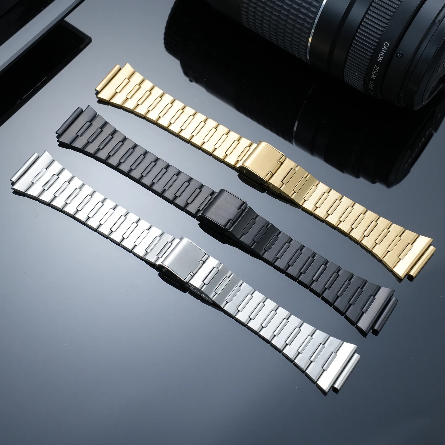 For Casio Small Square AE-1200WH AE1300 W-218 Stainless Steel Watch Strap Lightweight Metal Bracelet Convex 18mm Watch Chain