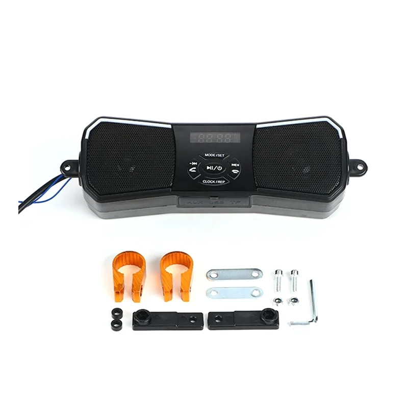 

Off-Road 12V Motorcycle Speakers - Wireless Audio With MP3, AUX, USB Functions Mounted On Handlebar With FM Stereo-Boom
