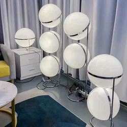 Northern European Minimalist LED Floor Lamp Chrome White Acrylic Ball Light for Living Room Hotel Home Decor Modern Art Lighting