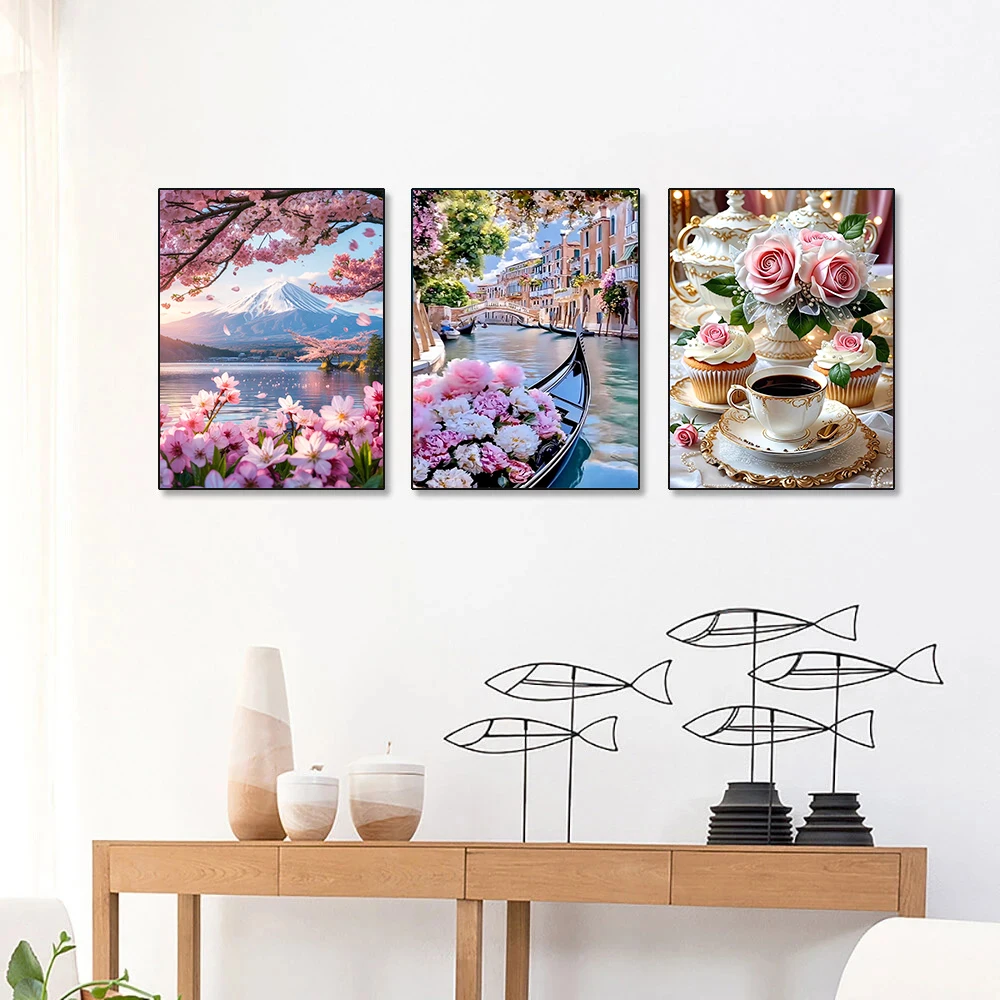 European Architecture 5D DIY Diamond Painting Kit Natural Landscape Full Diamond Mosaic Cross Stitch Kit Room Decoration Gift