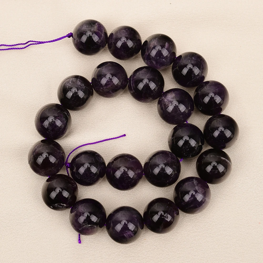 APDGG 18mm A+ Big Natural Purple Amethyst Quartz Smooth Round Loose Beads 15.5'' Strands Jewelry Making DIY